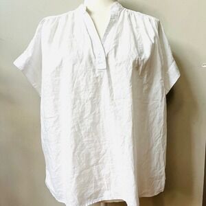 Universal Thread Short Sleeve V Neck Blouse Top Womens Small White Relaxed Fit